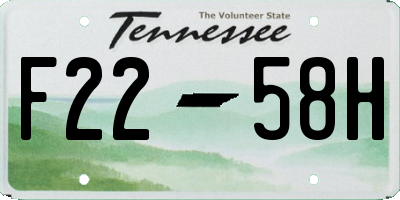 TN license plate F2258H