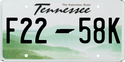 TN license plate F2258K