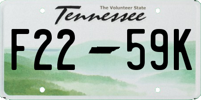 TN license plate F2259K