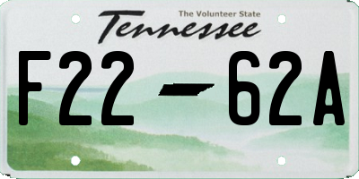 TN license plate F2262A