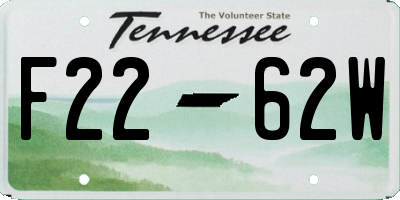 TN license plate F2262W