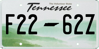 TN license plate F2262Z