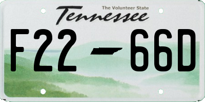 TN license plate F2266D