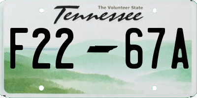 TN license plate F2267A