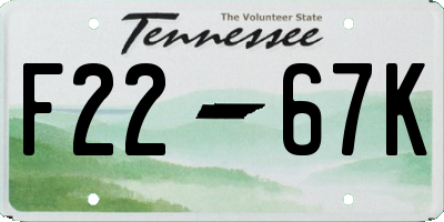TN license plate F2267K