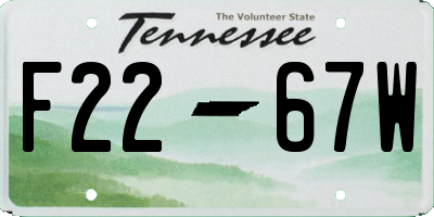 TN license plate F2267W
