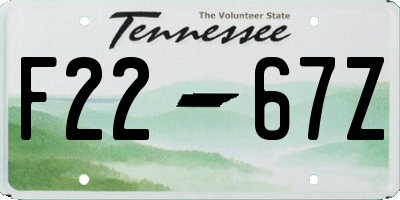 TN license plate F2267Z