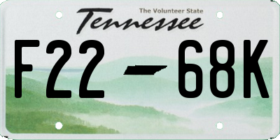 TN license plate F2268K