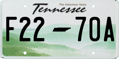 TN license plate F2270A