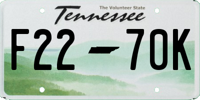 TN license plate F2270K