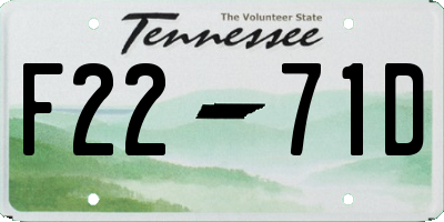 TN license plate F2271D