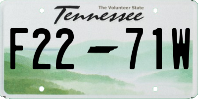 TN license plate F2271W