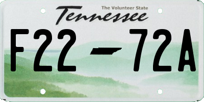 TN license plate F2272A