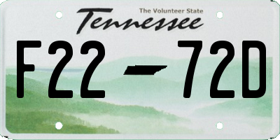 TN license plate F2272D