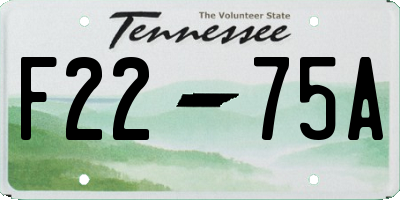 TN license plate F2275A