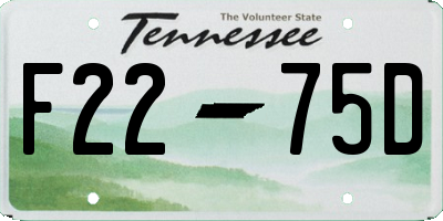 TN license plate F2275D