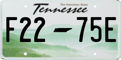 TN license plate F2275E