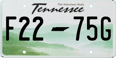 TN license plate F2275G
