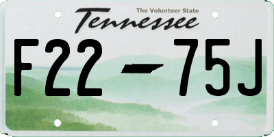 TN license plate F2275J