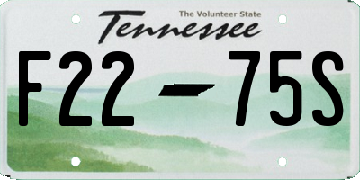 TN license plate F2275S