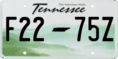 TN license plate F2275Z