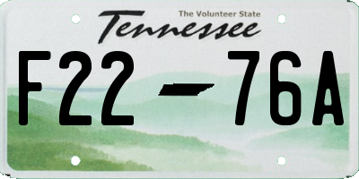 TN license plate F2276A