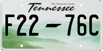 TN license plate F2276C