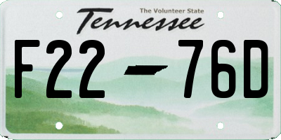 TN license plate F2276D