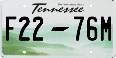 TN license plate F2276M