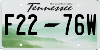 TN license plate F2276W