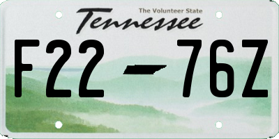TN license plate F2276Z
