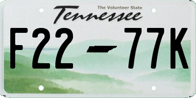 TN license plate F2277K