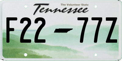 TN license plate F2277Z
