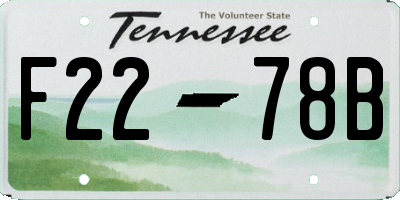 TN license plate F2278B
