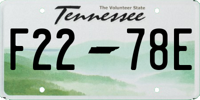 TN license plate F2278E