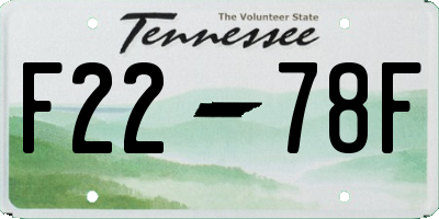 TN license plate F2278F