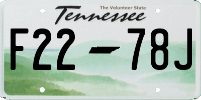 TN license plate F2278J