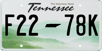 TN license plate F2278K