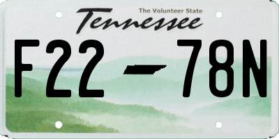TN license plate F2278N