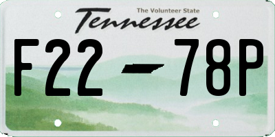 TN license plate F2278P