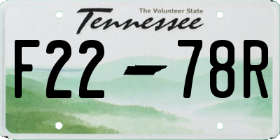 TN license plate F2278R