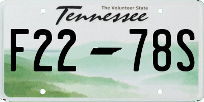 TN license plate F2278S