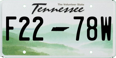 TN license plate F2278W