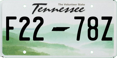 TN license plate F2278Z