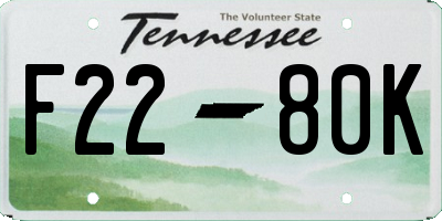TN license plate F2280K