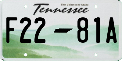 TN license plate F2281A