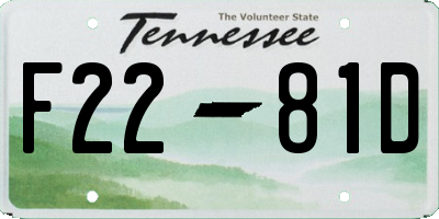 TN license plate F2281D