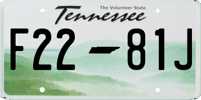 TN license plate F2281J