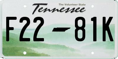 TN license plate F2281K