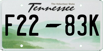 TN license plate F2283K
